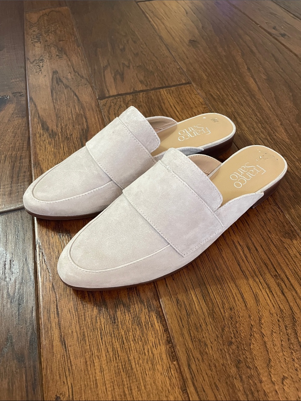 Franco Sarto Women’s Slip-On Suede Mules in Light Taupe